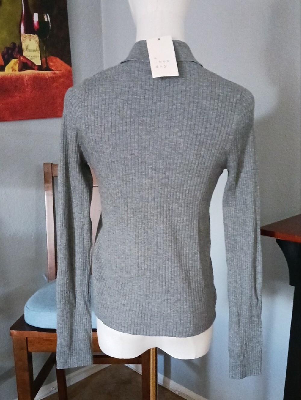 a new day Gray Ribbed Button-Front Collared Top - Picture 7 of 11